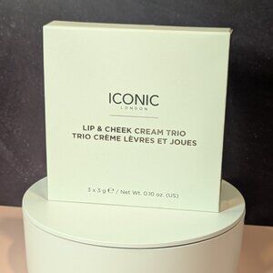 Iconic London Lip & Cheek Cream Trio Palette~Pink Red Coral Multi Use Makeup~NIB